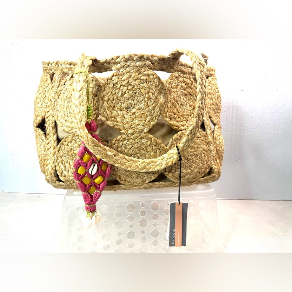 Parfois Tamanho Genuine Raffia Stylish Tan Woven Shoulder Bag